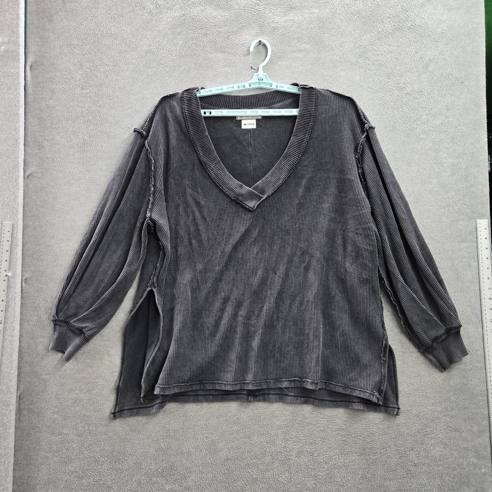 We The Free Women Sweatshirt M Gray Asher Thermal Long Sleeve